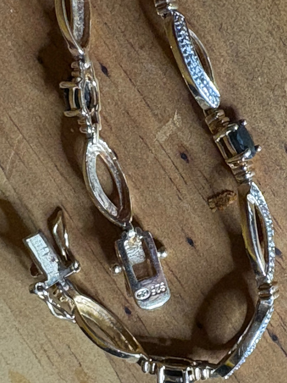 Elegant Sapphire Two-Tone Women's 925 Silver Bracelet - Silver and Gold Accents